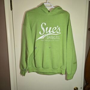 Perfectly Distressed SUE'S BAR &‎ GRILL Hoodie East Farmington Minnesota Large